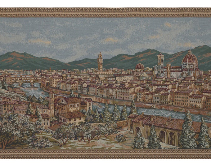 Florence Italy Tapestry: Medieval European Woven Wall Hanging (26x43 inch)