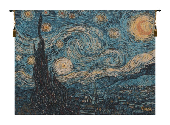 Van Gogh Starry Night Tapestry: Belgian Jacquard Woven Wall Hanging