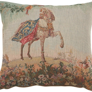 Cheval Small European Tapestry Pillow Cover 14 x 14 pollici – Jacquard Woven Horse Pillow Cover – Decorative Throw Pillow Cover