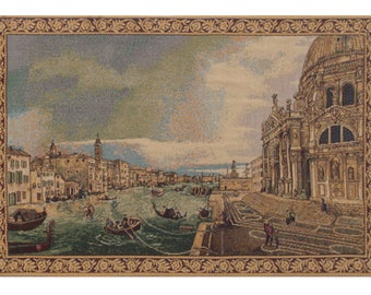European Wall Tapestry La Salute Small Living Room Wall Art, Italian Wall Hangings Tapestry, Castle and Lake Wall Decor Gift For Him/Her