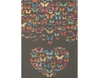 Butterfly Tapestry Table Runner: Belgian Jacquard Woven Cotton, 71x19 inch