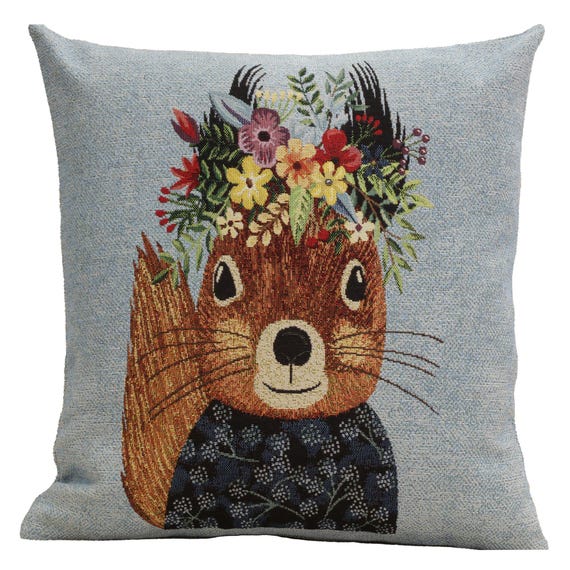 Callie the Squirrel Woven Cushion Cover 18x18in Tapestry Throw Pillow for Couch