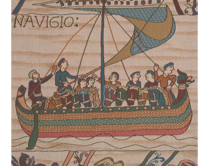 Duke William's Ship Tapestry: Jacquard Woven Medieval Wall Art (29x28 inch)