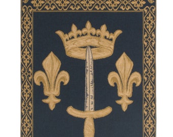 Jehanne D Arc European Wall Tapestry - Fleur De Lys Woven Wall Decor Art - Medieval Decorative Wall Hanging - Woven Belgian Wall Tapestry
