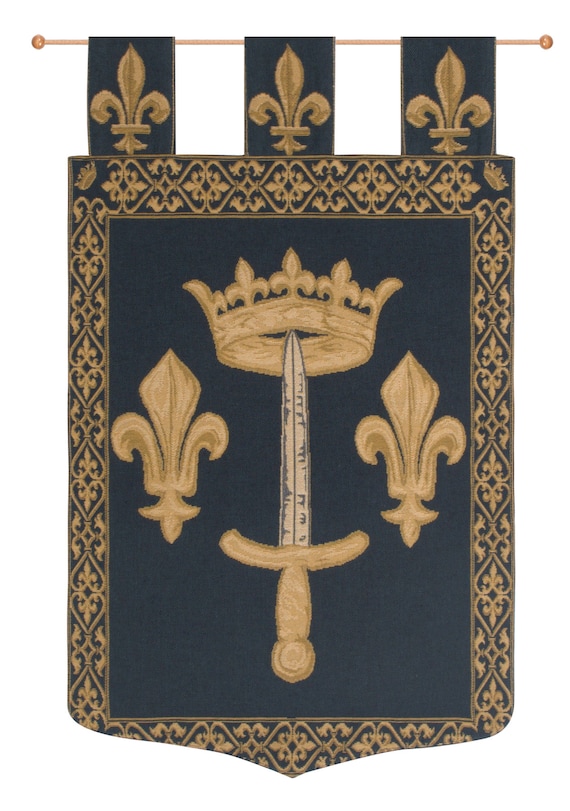 Joan of Arc Tapestry: Fleur De Lys Medieval Woven Wall Hanging