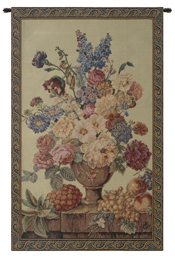 European Woven Wall Hanging Tapestry Designer Art Decor Floral French Italian 