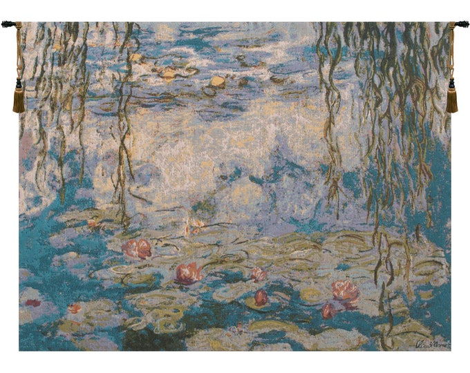 Water Lilies Tapestry: Monet's Floral Wall Decor, Woven in Belgium