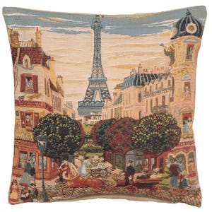 Funda de almohada con tapiz de la Torre Eiffel en París - Funda de cojín tejida de gobelino de 18 x 18 - Funda de almohada decorativa cuadrada para sofá