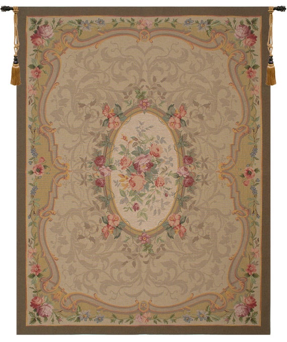 Amboise Medallion Tapestry: French Botanical Floral Jacquard Wall Hanging