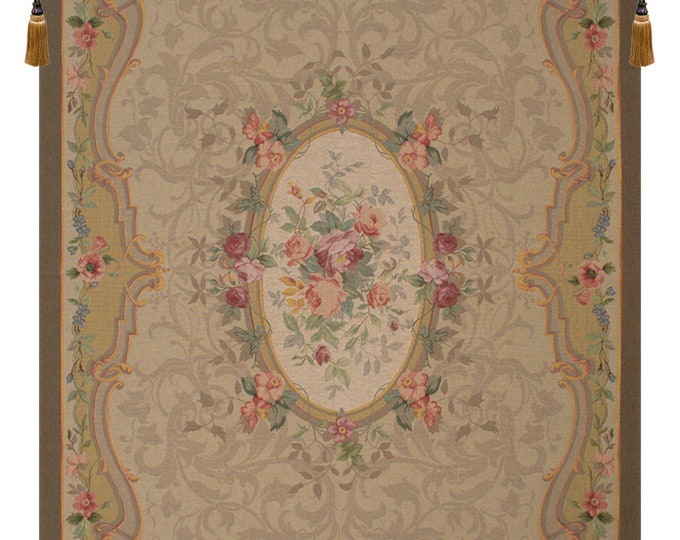Amboise Medallion Tapestry: French Botanical Floral Jacquard Wall Hanging