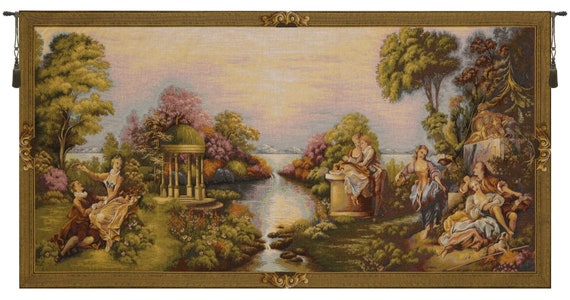 Romance at Garden Lake Tapestry: Woven Home Wall Art (27x54 Inch)