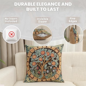 William Morris Orange Tree Tapestry Pillow Cover - 19x19  inch European Gobelin Woven Decorative Cushion Case