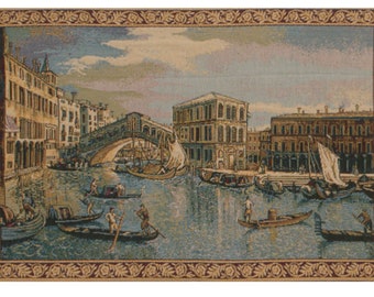 Wall Hangings The Rialto Bridge Grand Canal Wall Tapestry, Living Room Wall Art, Small European Woven Wall Hanging Tapestry Gift For Him