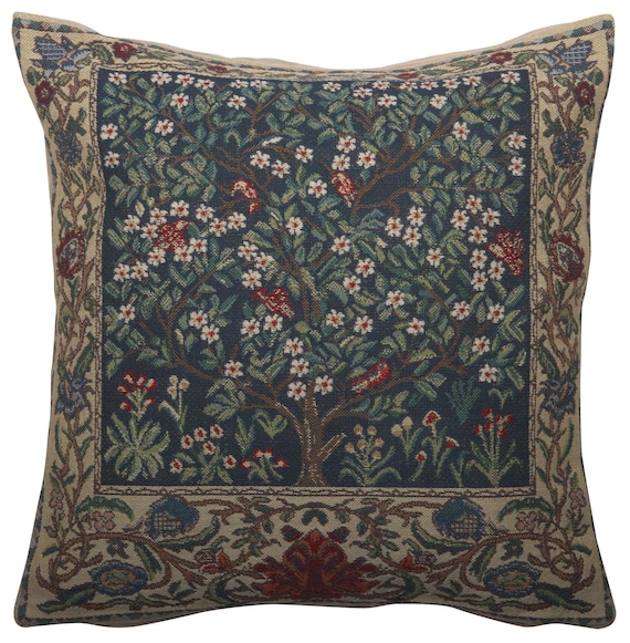 William Morris Tapestry Pillow Cover: Tree of Life Cushion (16x16 inch)