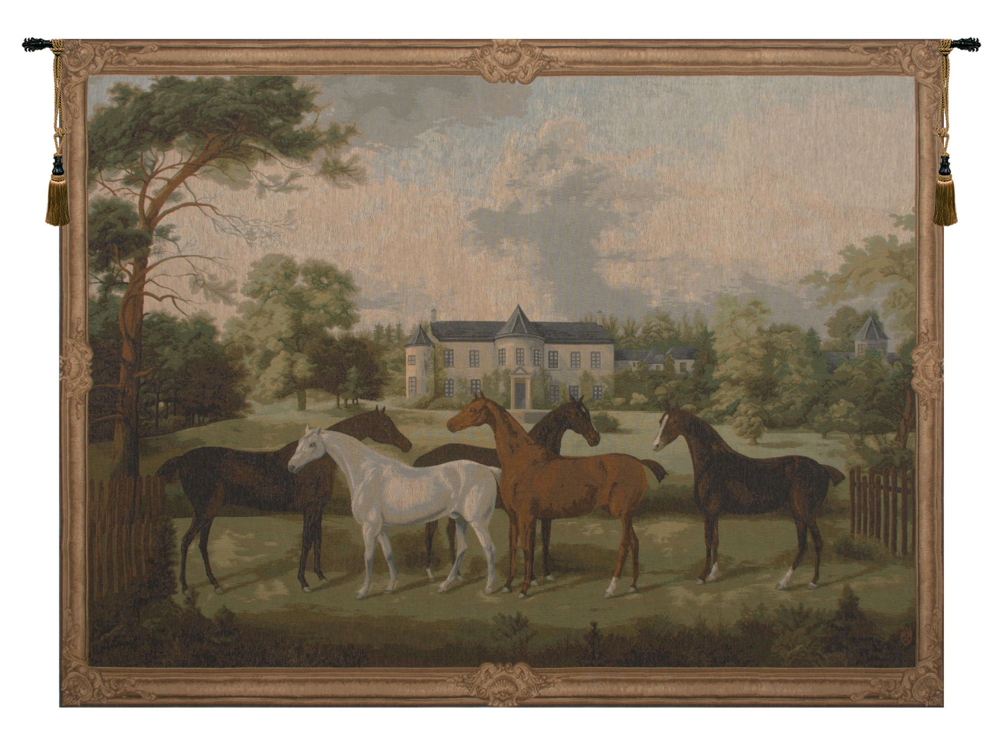 Five English Horses European Wall Tapestry