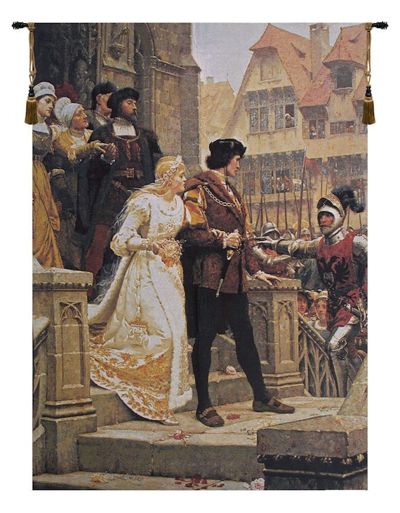 Medieval Jacquard Tapestry: "Call to Arms" European Wall Decor (51x38 inch)
