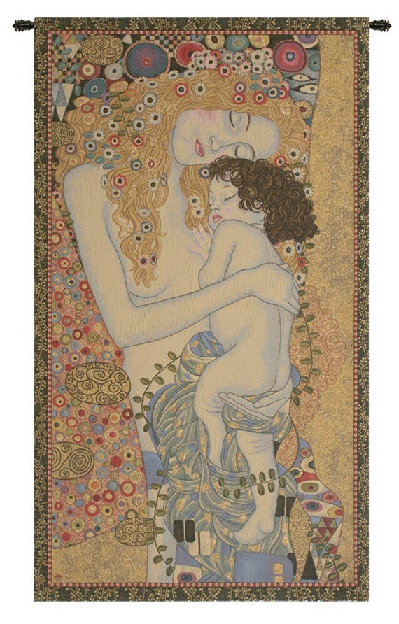 Gustav Klimt Tapestry: Ages of Women, Italian Woven Wall Hanging Art
