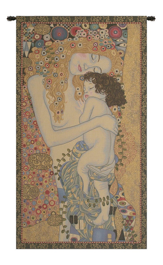 Klimt 'Three Ages' Tapestry: Fine Art Nouveau Wall Hanging