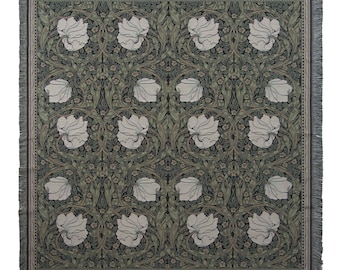 William Morris Pimpernel Tapestry Throw: Belgian Jacquard Woven Blanket