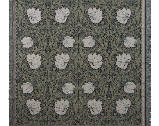 William Morris Pimpernel Tapestry Throw: Belgian Jacquard Woven Blanket