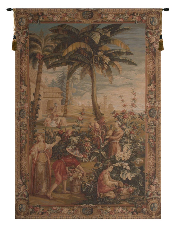 La Recolte des Ananas Tapestry: French Woven Wall Hanging (88x58 inch)
