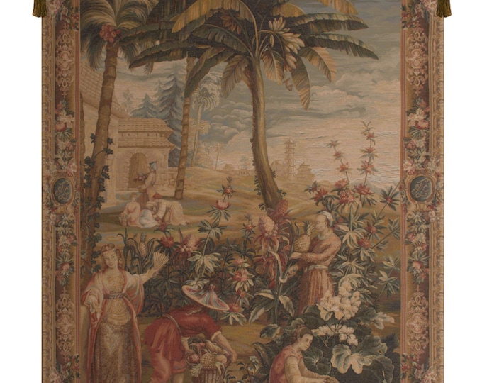 La Recolte des Ananas Tapestry: French Woven Wall Hanging (88x58 inch)