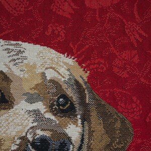 Yellow Labrador Tapestry Cushion Cover: Belgian Jacquard Woven Pillow (16x16 inch) image 5