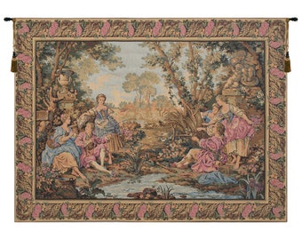 Gallanteries European Wall Tapestry - Woven Jacquard Wall Decor Art - Unique Medieval Wall Hanging - Decorative Belgian Wall Tapestry
