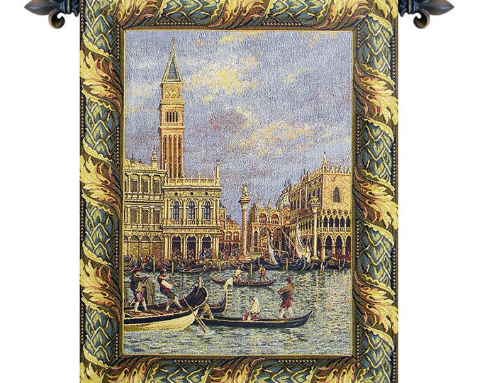 Piazza San Marco European Coastal Tapestry - Woven Italian Jacquard Wall Art Decor Hanging