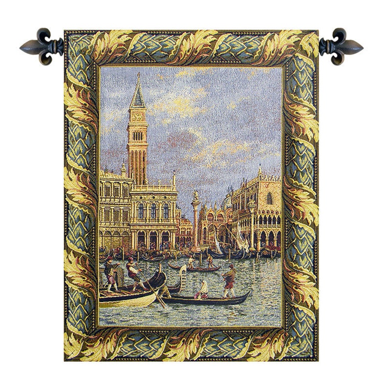 Piazza San Marco European Wall Tapestry - Coastal Jacquard Wall Decor Art - Woven Italian Wall Tapestry - Decorative Wall Hanging
