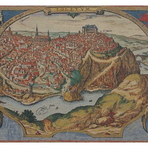 Arazzi da parete europei Toledo - Arazzo belga da appendere alla parete - Arazzo da arredamento per la casa - Arazzo da appendere con mappa della città - Arazzo decorativo da parete