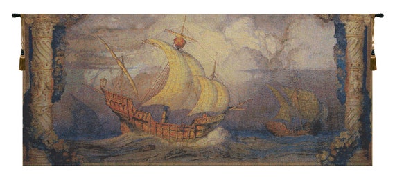 Caravelle European Medieval Tapestry - Jacquard Woven Wall Art Decor - Unique Decorative Hanging