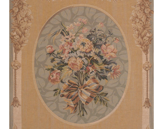 Petit Bouquet en Jaune: European Floral Wall Tapestry - Woven Jacquard Multicolor Decorative Hanging Art