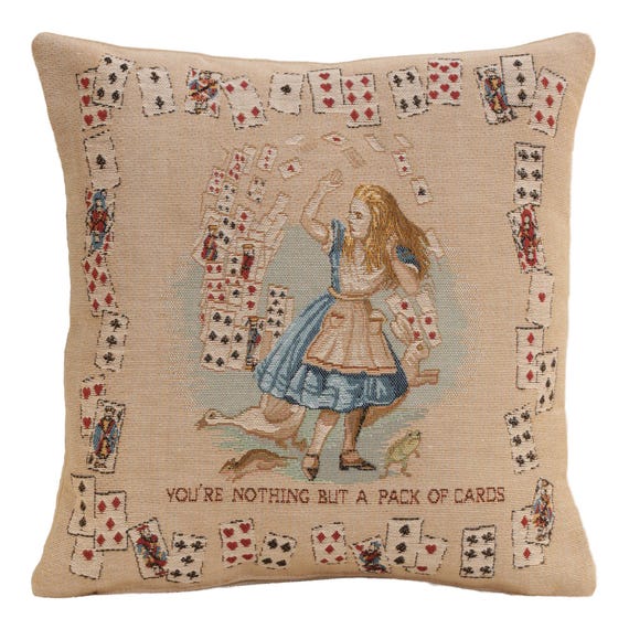 Alice in Wonderland Tapestry Cushion Cover: French Jacquard Throw Pillow (14x14 inch)