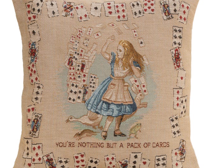 Alice in Wonderland Tapestry Cushion Cover: French Jacquard Throw Pillow (14x14 inch)