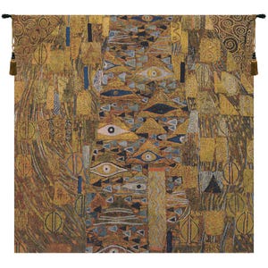 Tapiz de pared tejido jacquard europeo con patchwork de Gustav Klimt, estilo Art Nouveau, decoración de lujo para el hogar.