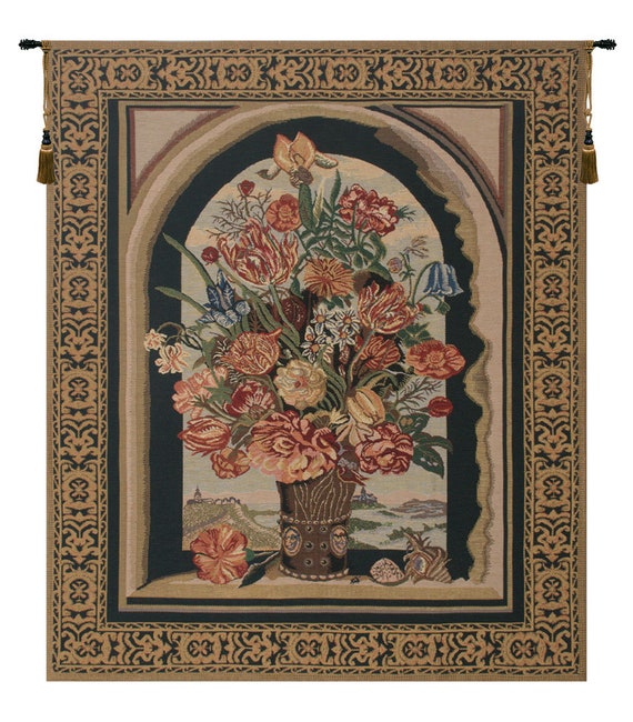 Ambrosius Bouquet Tapestry: Belgian Woven Floral Wall Hanging