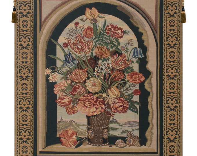 Ambrosius Bouquet Tapestry: Belgian Woven Floral Wall Hanging