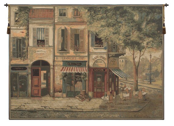 Rue De Paris Tapestry: Belgian Jacquard Woven Wall Art (39x55 inch)