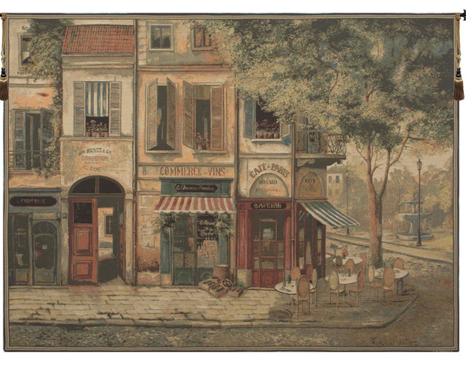 Rue De Paris Tapestry: Belgian Jacquard Woven Wall Art (39x55 inch)