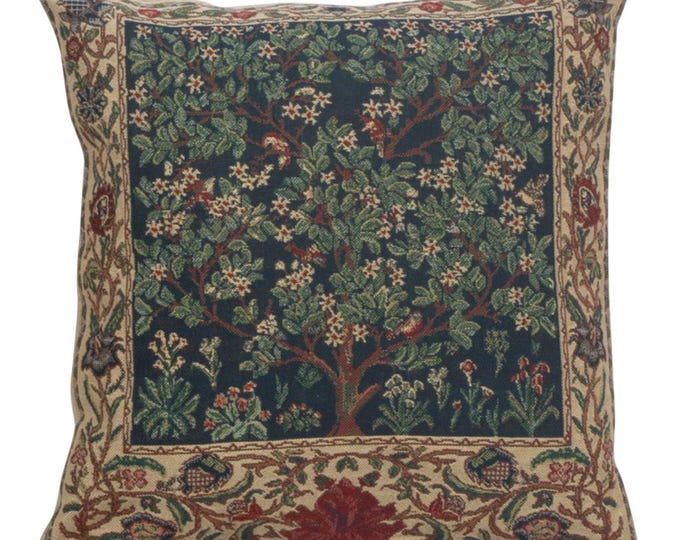 William Morris Tree of Life Throw Pillow Cover Belgian Floral Botanical Cushion Decor 16x16