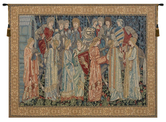 Knights Departure Tapestry: William Morris Medieval Woven Wall Hanging