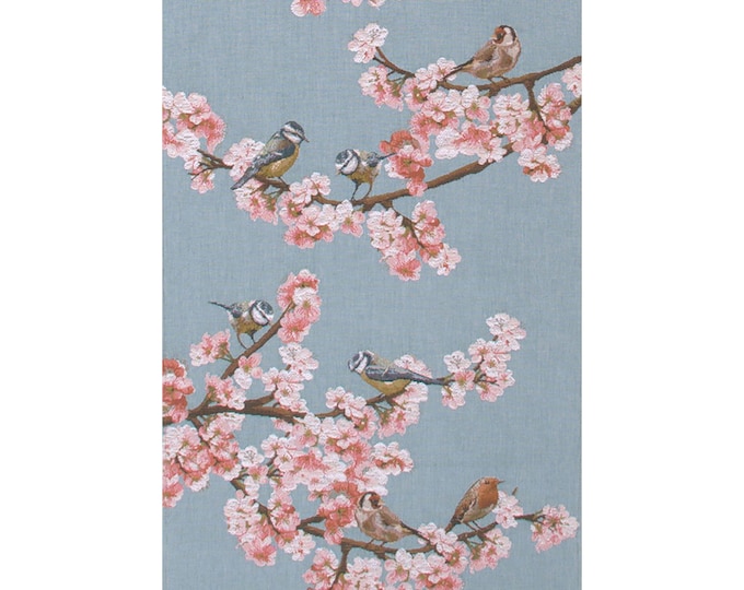 French Tapestry Table Runner: Songbird & Floral Woven Cotton Decor