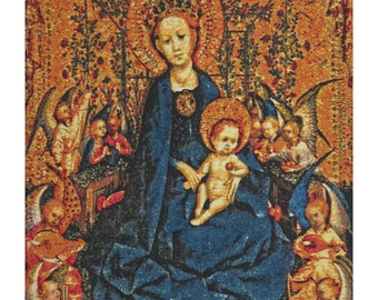 Maria with Child European Wall Tapestry - Jacquard Woven Tapestry Wallhanging - Decorative Tapestry - Religious Tapestry Wallhanging