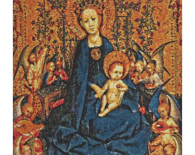Maria and Child Tapestry: European Jacquard Woven Wall Hanging (35x25 inch)