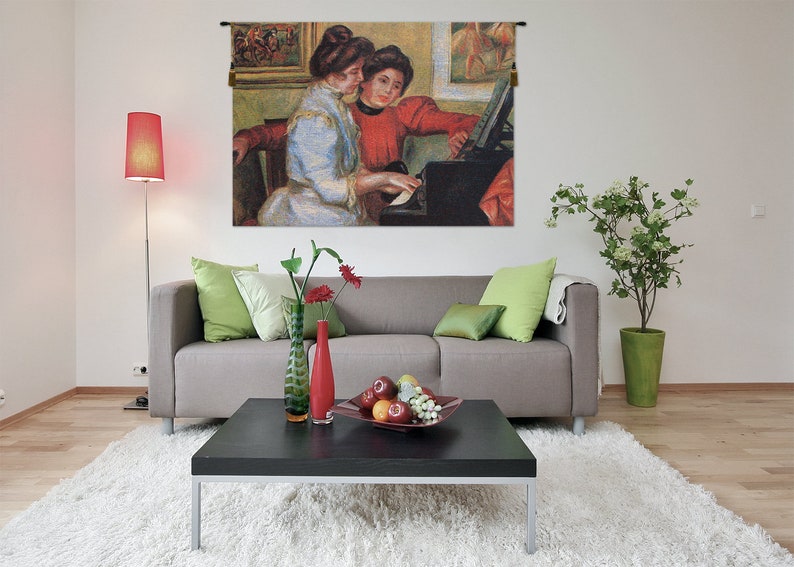 Piano Tapestry Wall Hanging Vintage Music Art Woven Belgian Jacquard Decor image 5