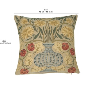 William Morris rose tapestry pillow cover with floral vase design vintage jacquard woven cushion for sofa home decor