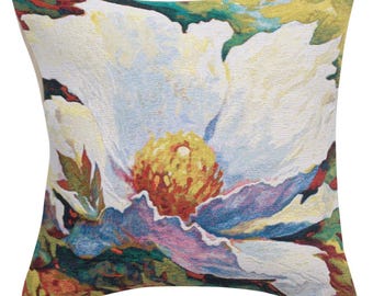 A Time To Dream I Tapestry Cushion Cover - Simon Bull Art - 21x21 inch Gobelin Throw Pillow Cover - Colorful Floral Decorative Cushion Cover