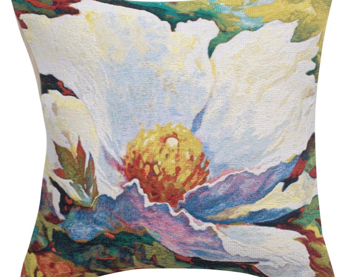 A Time To Dream I Tapestry Cushion Cover - Simon Bull Art - 21x21 inch Gobelin Throw Pillow Cover - Colorful Floral Decorative Cushion Cover