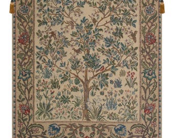 William Morris Tree of Life Tapestry Wall Hanging Belgian Woven Floral Vintage Home Decor